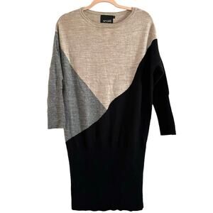 ANALILI Neutral Colorblock Knit Sweater Dress - Sz Small